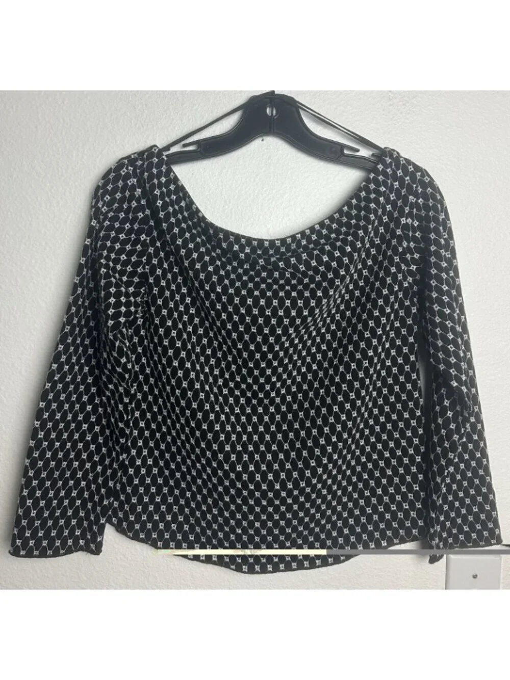 Free People Top Womens L Black Combo Gia Eyelet Embroidered New